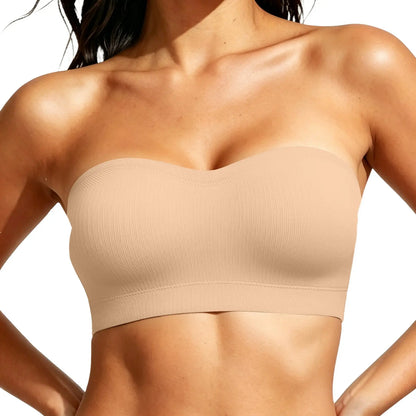 Vertvie｜Zoe Stay Put Bandeau Bra, Strapless Bra Wireless Seamless Comfort Day