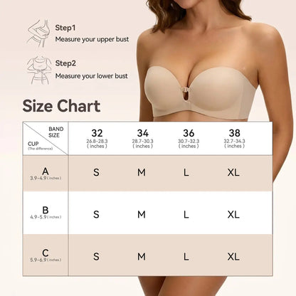 LUCKMEEY Womens Strapless Front Closure Bra Push up Lift Bra Padded Add Cup Non Slip Anti-Slip Grip Wireless Supportive Seamless Comfortable Tube Jelly Bra a B C Cup#Tiktokshopdealsforyoudays