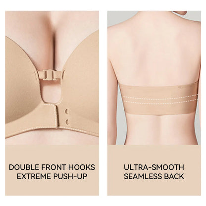 LUCKMEEY Womens Strapless Front Closure Bra Push up Lift Bra Padded Add Cup Non Slip Anti-Slip Grip Wireless Supportive Seamless Comfortable Tube Jelly Bra a B C Cup#Tiktokshopdealsforyoudays