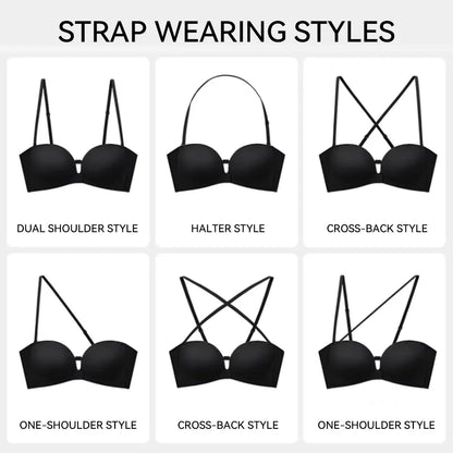 LUCKMEEY Womens Strapless Front Closure Bra Push up Lift Bra Padded Add Cup Non Slip Anti-Slip Grip Wireless Supportive Seamless Comfortable Tube Jelly Bra a B C Cup#Tiktokshopdealsforyoudays